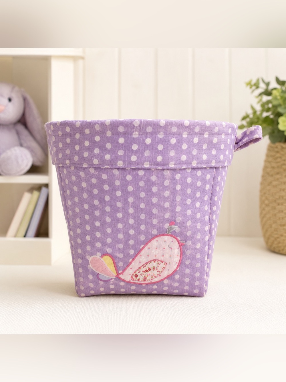 Pottery Barn Kids Lavender Polka Dot Fabric Bucket Organizer